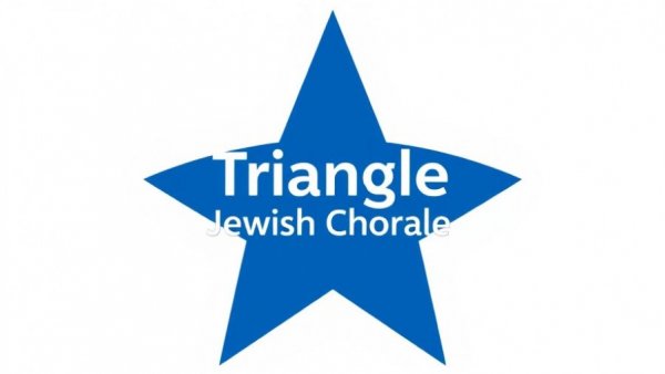 Triangle Jewish Chorale blue star logo on white background, related to seasonal activities in Triangle events.