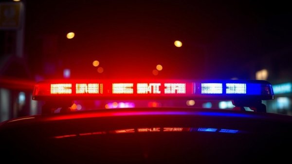 Police lights illuminating a dark street, symbolizing youth violence community.