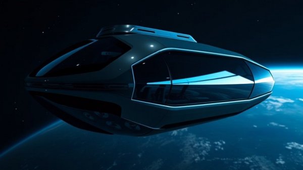 Futuristic space pod above Earth, symbolizing luxury goods financing.