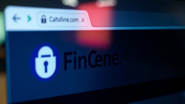 FinCEN website header showcasing vigilance in cross-border transfers.