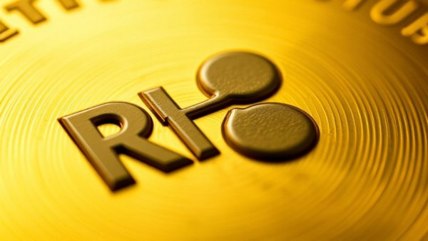 Ripple logo on a golden surface, detailed and textured.