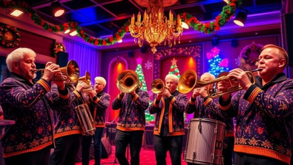 Bulltown Strutters' Holiday Threauxdown band performing lively music.