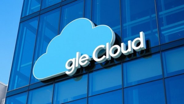 Google Cloud logo on building for multicloud networking solutions.