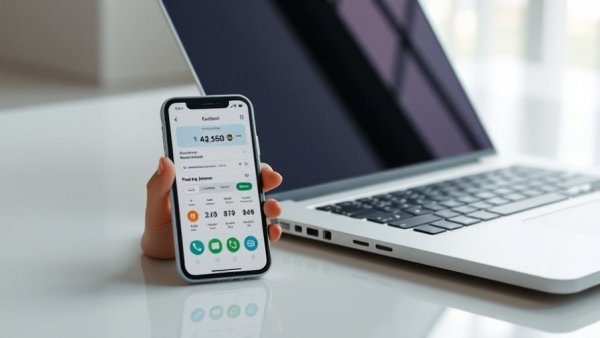 Modern smartphone with digital payments app next to laptop.