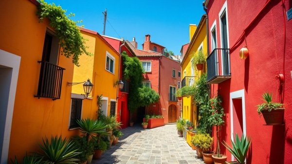 Charming narrow street in Alicante, showcasing sustainable tourism.