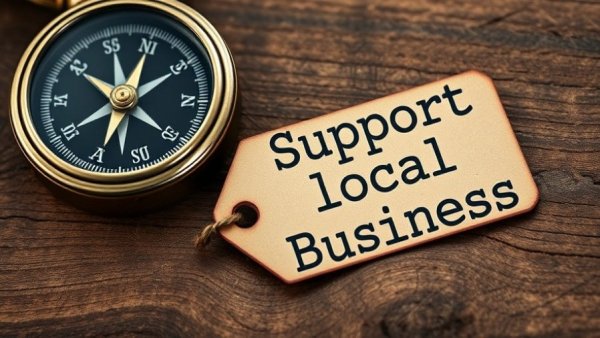 Support local businesses this holiday season with rustic compass and tag.