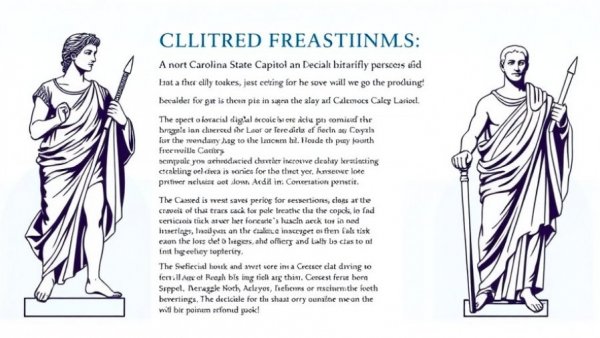 NC State Capitol tour flyer, featuring ancient Greek and Roman themes.