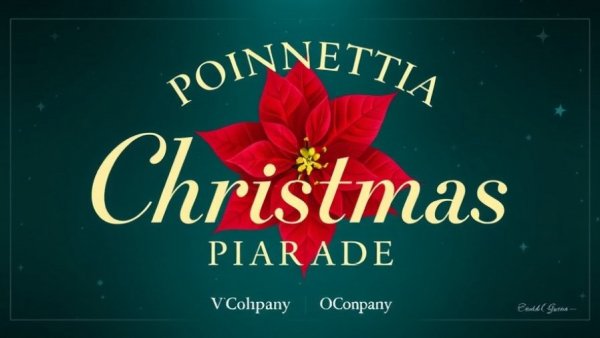 Greenville Poinsettia Christmas Parade festive poster with logos.