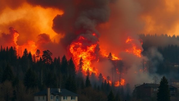 Wildfire threatening homes highlights climate change costs for U.S. households.
