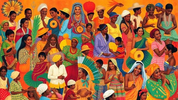 Colorful collage of African American cultural celebration showcasing community vibrancy.