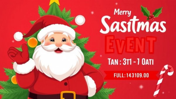 Festive poster inviting to meet Santa and receive free seedlings.
