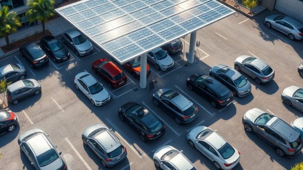 Electric vehicles charging using solar energy in the UK Net Zero initiative.