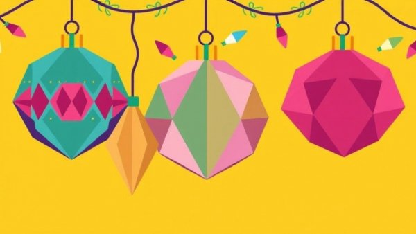 Stylized holiday ornaments representing increased prices of artificial trees and decorations.