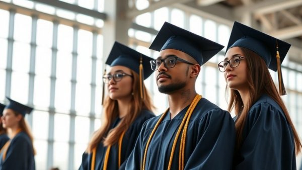 Blassingame family graduation ceremony with two graduates in caps and gowns.