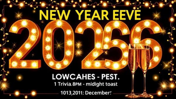 Bull McCabe’s New Year’s Eve Celebration announcement poster with gold stars.