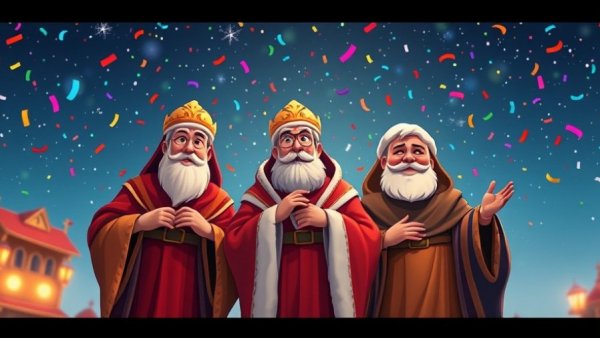 Three Kings Day Parade Cary poster with three wise men illustration