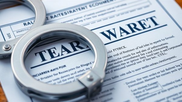 Arrest warrant document with handcuffs symbolizing law enforcement misconduct arrests.