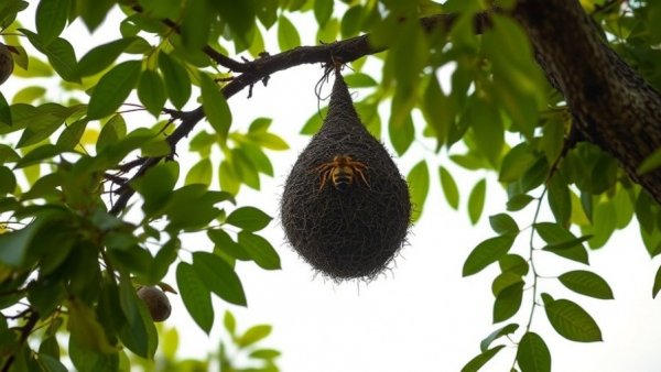 Large hornet nest in tree, related to yellow-legged hornet sightings.