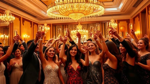 Festive New Year’s Eve celebration in North Carolina with guests.