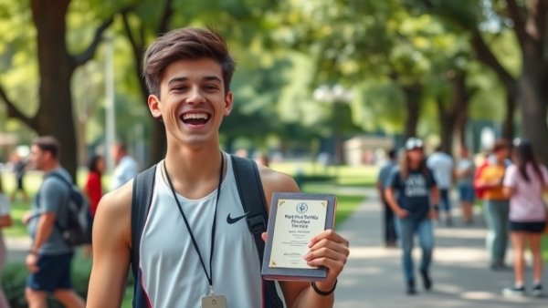 Chase Lovell track star story: Young athlete with an award in a park.