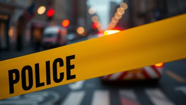 Police line tape blocking street, hinting at child custody exchange shooting.