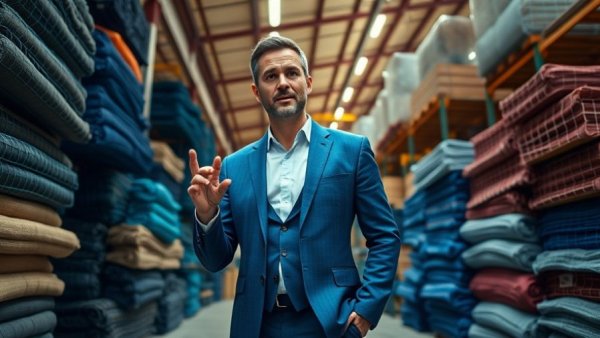 Regenerating nylon at scale: man in warehouse with nylon nets.