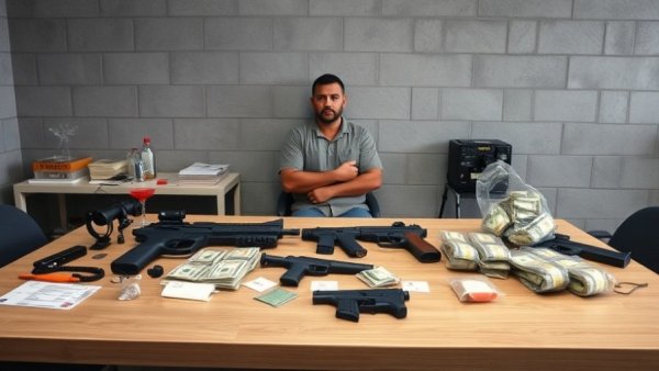Seized items from traffic stop: firearms, meth, cash, North Carolina arrest.