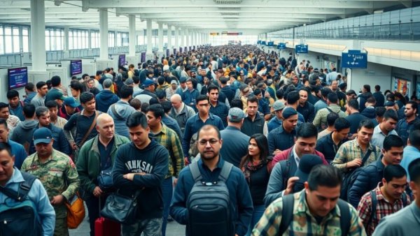 Caribbean airspace restrictions lifted, busy airport terminal scene.