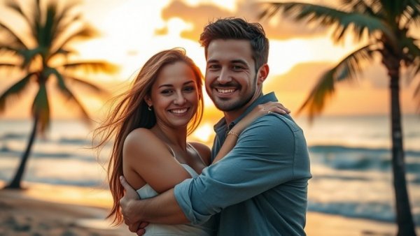 Ohio dentist and wife at sunset beach.
