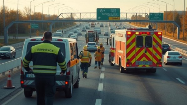 Emergency scene with fire-rescue truck at Greenville County crash site.