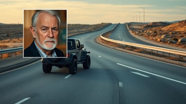 Missing Man with Dementia in Greenville County, inset photo over a Jeep on a highway.