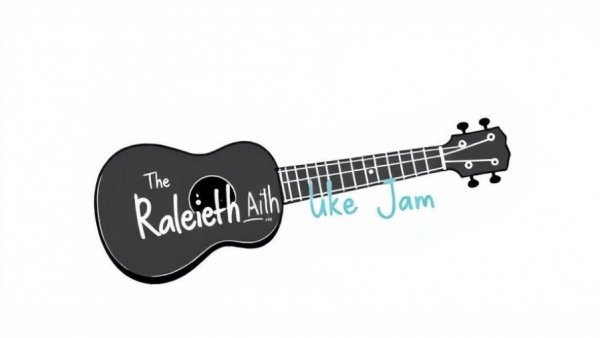 Minimalist black and white Raleigh Uke Jam ukulele design.