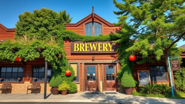 Carolina Brewery exterior showcasing vibrant brickwork and greenery.