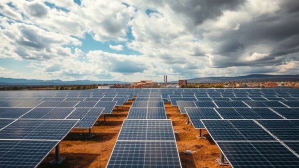 Expansive solar panel array symbolizing renewable energy transformation.