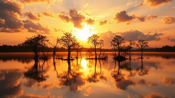 Caddo Lake eco-friendly adventure showcasing a stunning sunset.