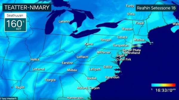 South Carolina snow forecast map showing current temperatures.