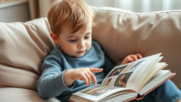 Young child reading book, focused on children's book sale on Amazon