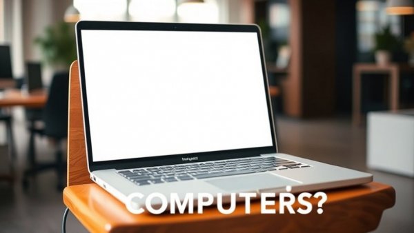 Sleek white laptop with text 'Can You Recycle Computers?' in an office setting.