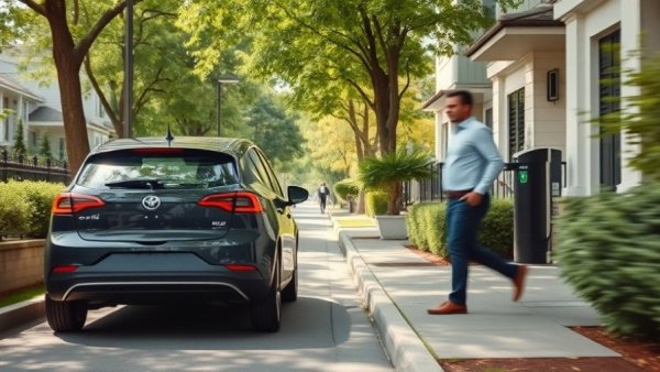 EV-Friendly Accommodation with electric vehicle charging in a green area.