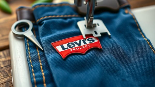 Levi's Wear Longer Project logo on denim with sewing tools.