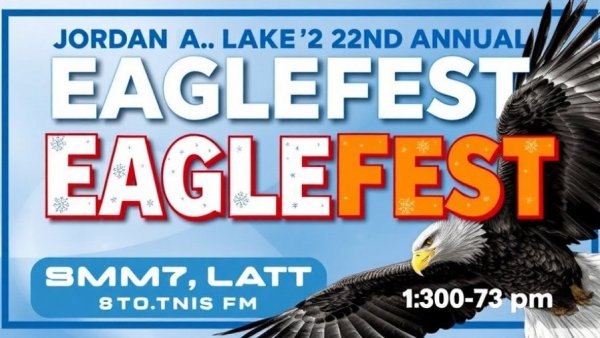 Poster for EagleFest at Jordan Lake with eagles and event details.