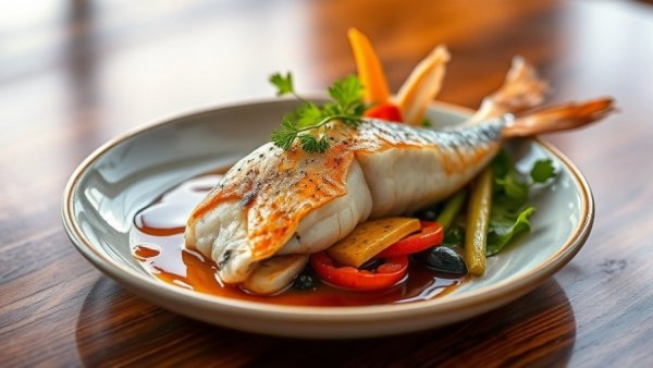 Gourmet seafood dish from Manteo Seafood Restaurants with vibrant presentation.