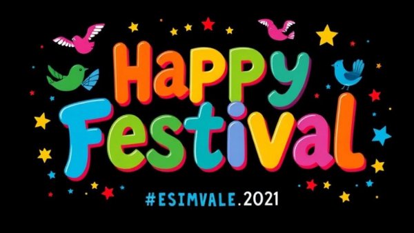 Bright text poster for Bazaar Craft & Art Market with birds and stars.