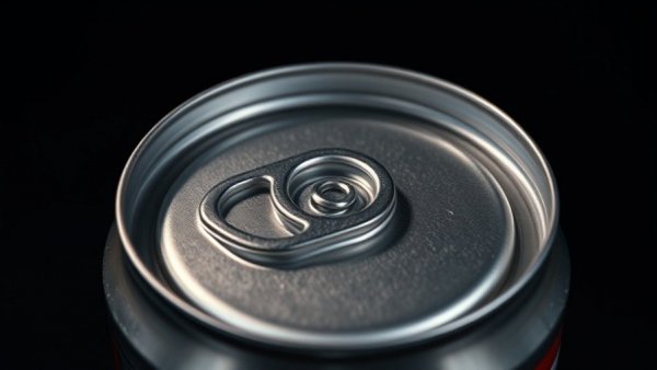 Close-up top view of an aluminum can showcasing innovation in design.