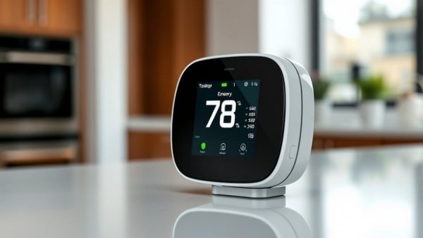 Smart thermostat in modern home illustrating energy efficiency.