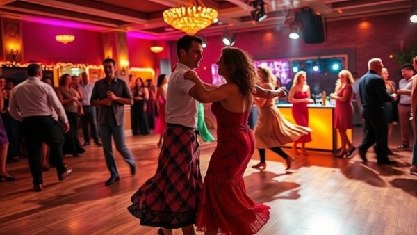 Salsa Dancing Carrboro scene with vibrant dancers and lively ambiance.