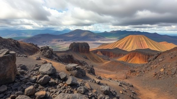Expansive volcanic landscape during hiking in Iceland.