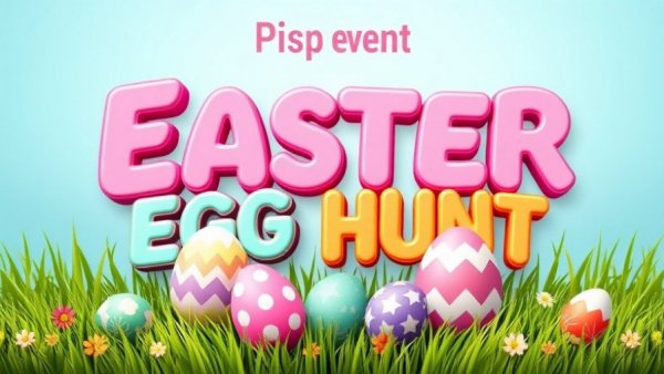 Colorful Easter Egg Hunt poster with date and time details.