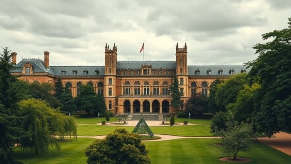 Historic university building amid natural setting, sustainable home design inspiration.