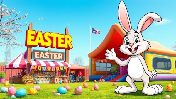 Lively Easter events poster for Cary NC featuring festive activities.